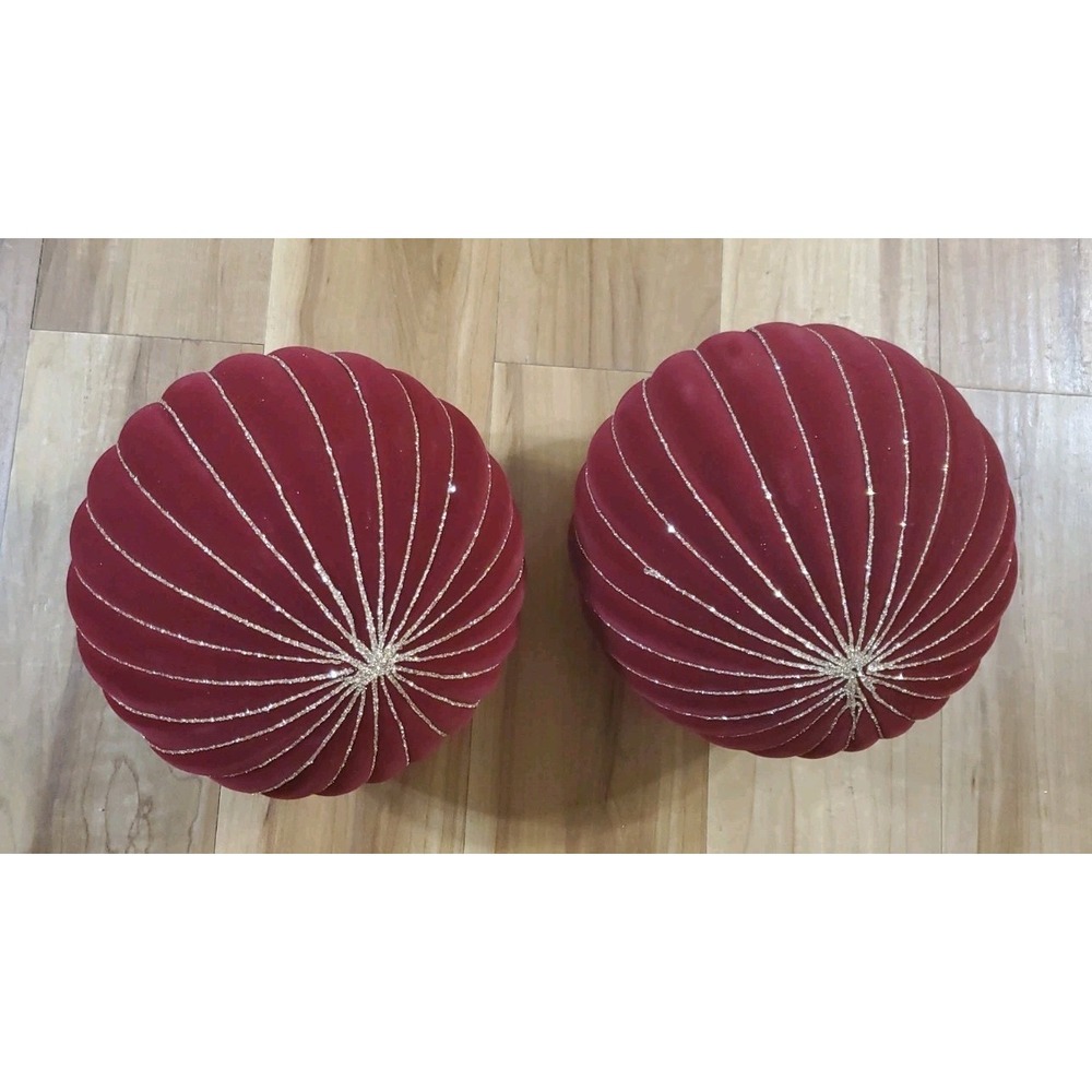 Extra Large Burgundy Velvet Gold Sparkle Baubles 7" Width